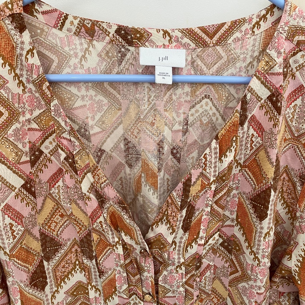 J. Jill Patchwork Blouse Shirt Sz. XL - Picture 2 of 4